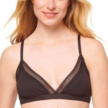 Sloggi BH GO Ribbed Lace Bralette Schwarz Baumwolle Small Damen