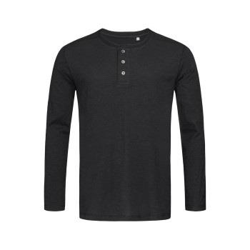 Stedman Shawn Henley Long Sleeve For Men Schwarz Small Herren