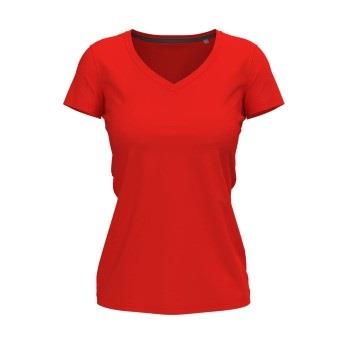 Stedman Claire V-neck Rot ringgesponnene Baumwolle Small Damen