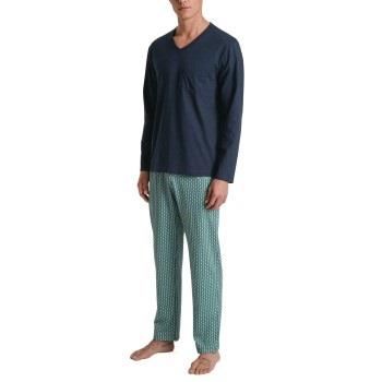 Calida Relax Imprint 3 Long Pyjama Blau/Grün Baumwolle Small Herren