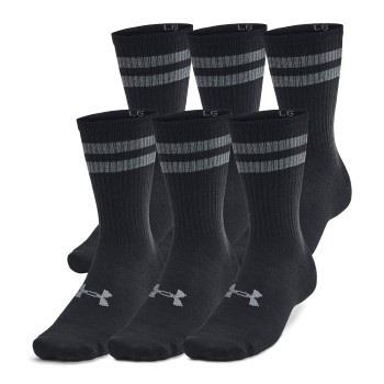 Under Armour 6P Essential Crew Socks Schwarz gestreift Polyester Small