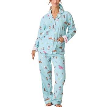 PJ Salvage Long Sleeve Flannel Pyjama Mintgrün Baumwolle Small Damen