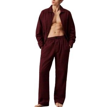 Calvin Klein Flannel Sleep Button Pant Set Male Weinrot Baumwolle Smal...