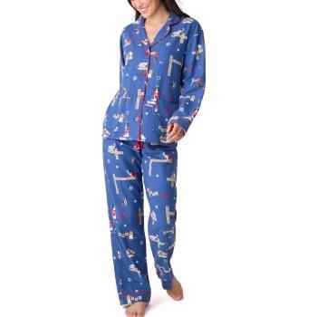 PJ Salvage Long Sleeve Flannel Pyjama Blau Muster Baumwolle Small Dame...