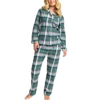 Damella Cotton Flannel Pyjamas Grün gemustert Baumwolle Small Damen