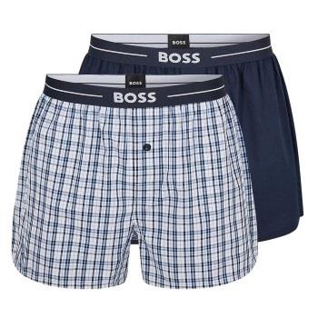 BOSS 2P Woven Boxer Shorts With Fly Dunkelblau Baumwolle Small Herren