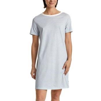 Calida Cotton Stripes Shortsleeve Nightdress Hellblau gestreift Baumwo...