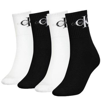 Calvin Klein 4P Monogram Socks Gift Box Schwarz/Weiß One Size Damen