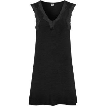 Damella Bamboo With Lace Nightdress Schwarz Bambus Small Damen