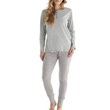 Damella Cotton Pyjamas Grau gestreift Baumwolle Small Damen