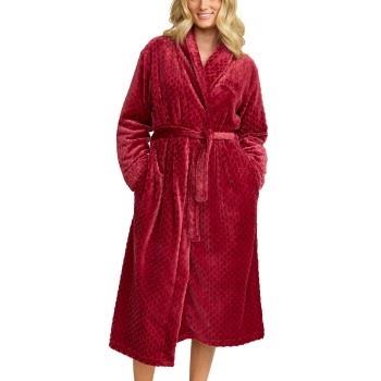 Damella Jaquard Fleece Dressing Gown Rot Polyester Small Damen