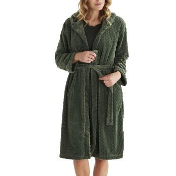 Damella Jaquard Fleece Hoodie Robe Olive Polyester Medium Damen