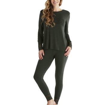 Damella Viscose Plain Pyjamas Set Olive Viskose Small Damen