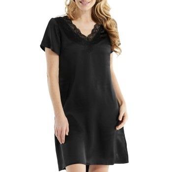 Damella Woven Silk Plain Nightdress Schwarz Seide Small Damen