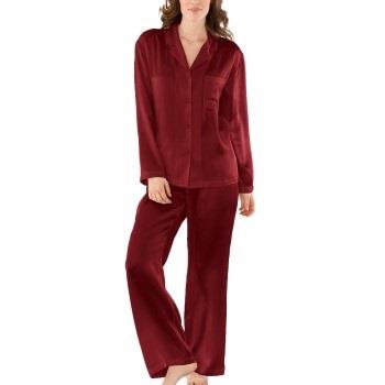 Damella Woven Silk Plain Pyjamas Set Weinrot Seide Small Damen