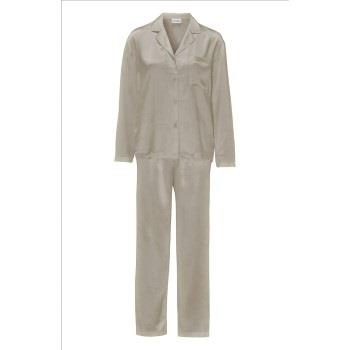 Damella Woven Silk Plain Pyjamas Set Nougat Seide Small Damen