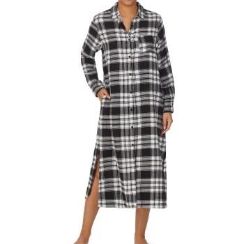 DKNY Just Checking In Maxi Sleepshirt Long Sleeve Schw/Kariert Large D...