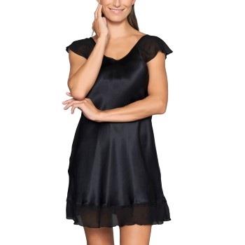 Lady Avenue Pure Silk Baby Doll Nightdress Schwarz Seide Small Damen