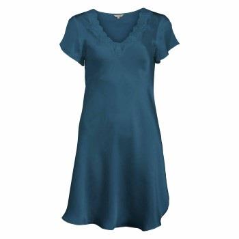 Lady Avenue Pure Silk Nightgown With Lace Petrol Seide Small Damen