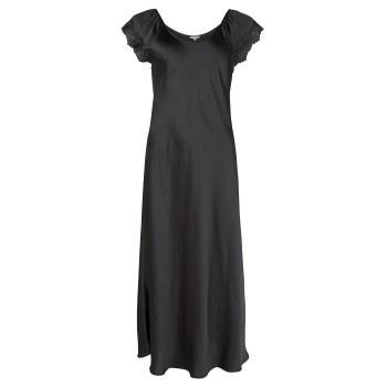 Lady Avenue Pure Silk Shortsleeve Long Nightdress Schwarz Seide Small ...