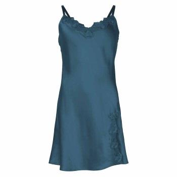 Lady Avenue Pure Silk Slip With Lace Petrol Seide Medium Damen