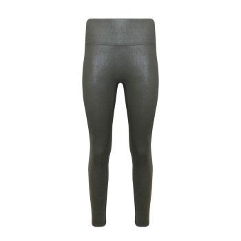 Magic Leather Look Legging Dunkelgrün Small Damen