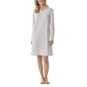 Schiesser Women Longsleeve Nightdress Weiß/Grau Baumwolle 38 Damen