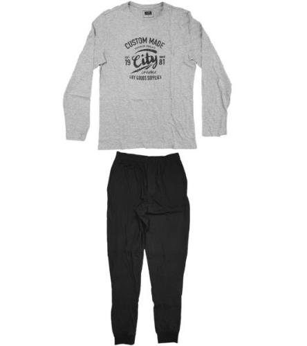 AM Legend Herren Pyjama-Set 2-teilig melierter Schlafanzug IAN MPJ 23 ...