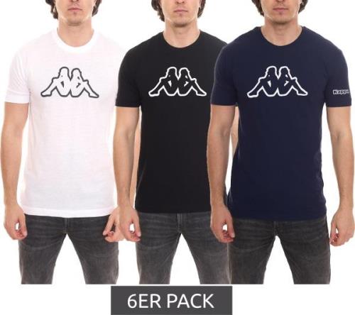 6er Pack Kappa Herren Baumwoll-Shirt Rundhals-Shirt mit großem Logo-Pa...