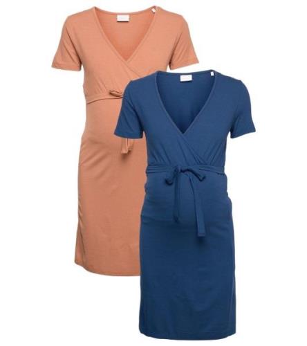 2er Pack MAMALICIOUS Damen Umstands-Kleider aus Tencel Jersey-Kleid fü...