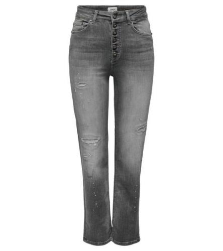 ONLY Evelina Damen High Waist Jeans im Ankle-Stil Straight-Leg Denim-H...