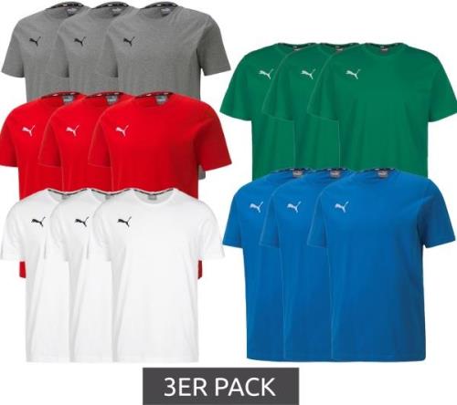 3er Pack Puma TeamGOAL 23 Casual Herren Baumwoll-Shirt mit Logo-Sticke...