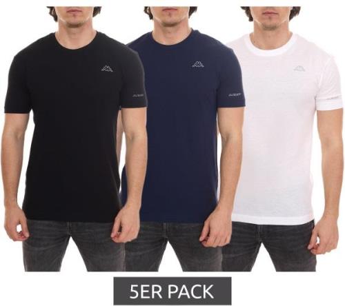 5er Pack Kappa Herren Baumwoll-Shirt Sparpack Rundhals-Shirt mit klein...