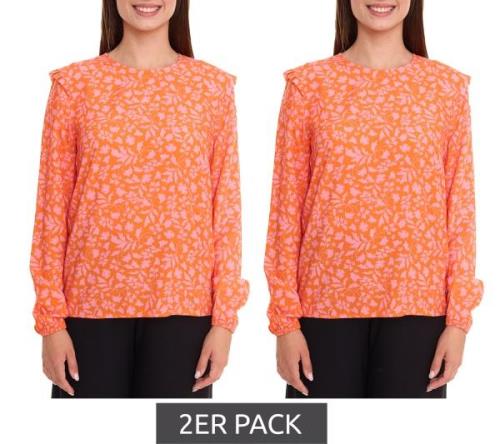 2er Pack Tamaris Blusen-Shirt Damen Langarm-Bluse mit floralem Muster ...