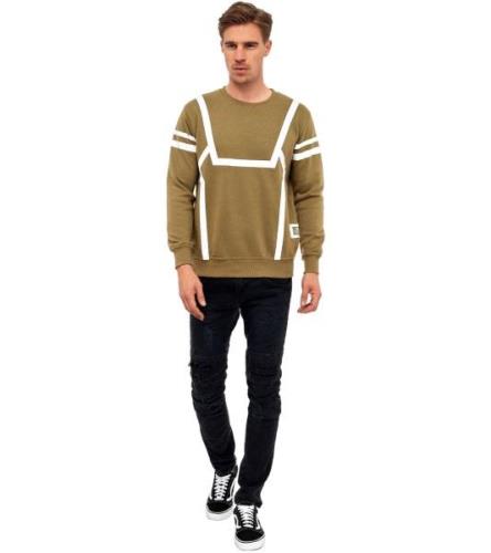 RUSTY NEAL Herren Sweater Rundhals-Pullover mit Kontraststreifen R-190...