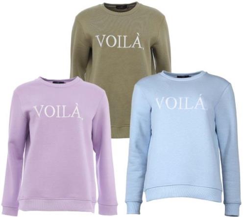 ZWILLINGSHERZ Sweater Voila Damen Rundhals-Pullover mit VOILÀ Schriftz...