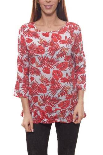 katestorm 3/4-Arm-Bluse zartes Damen Shirt mit Volantbesatz Rot