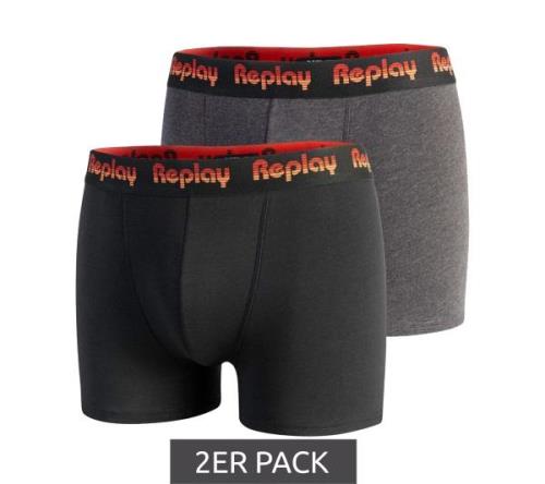 2er Pack REPLAY Herren Retro Boxershorts Baumwoll-Unterwäsche I101189 ...